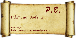 Pávay Boáz névjegykártya